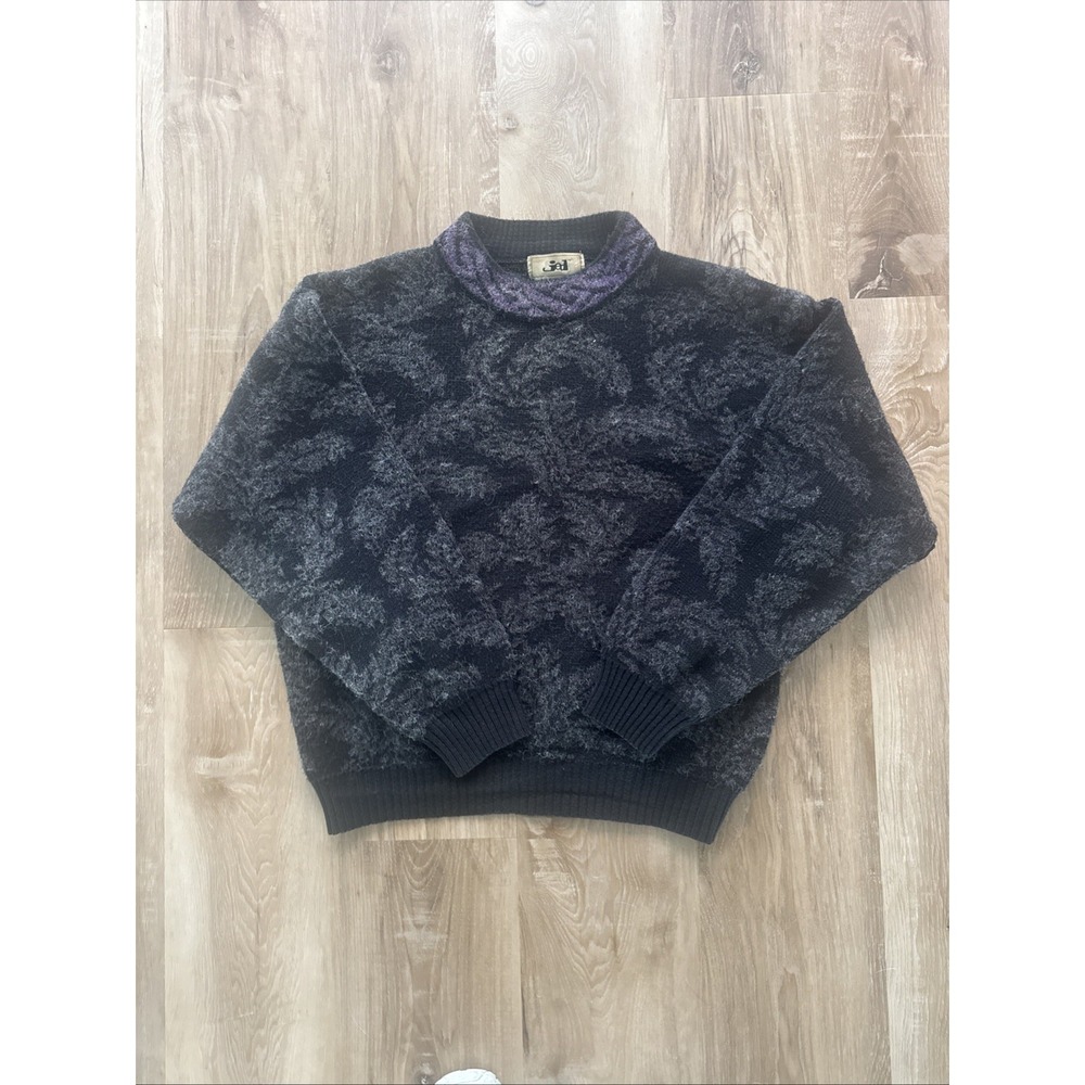 VTG Jed Mens Sweater Size M‎ Gray Black And Purple